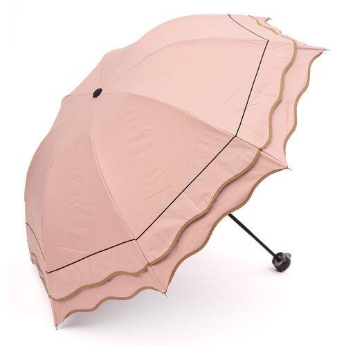 公主荷叶边折叠晴雨伞女黑胶遮阳防紫外线太阳伞遮阳伞